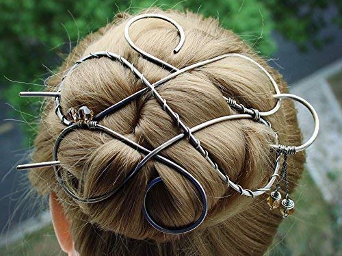 Silver Celtic Hair Clip Metal Hair Clip Large Bun Holder Hair Fork Long Thick Hair women Christmas G