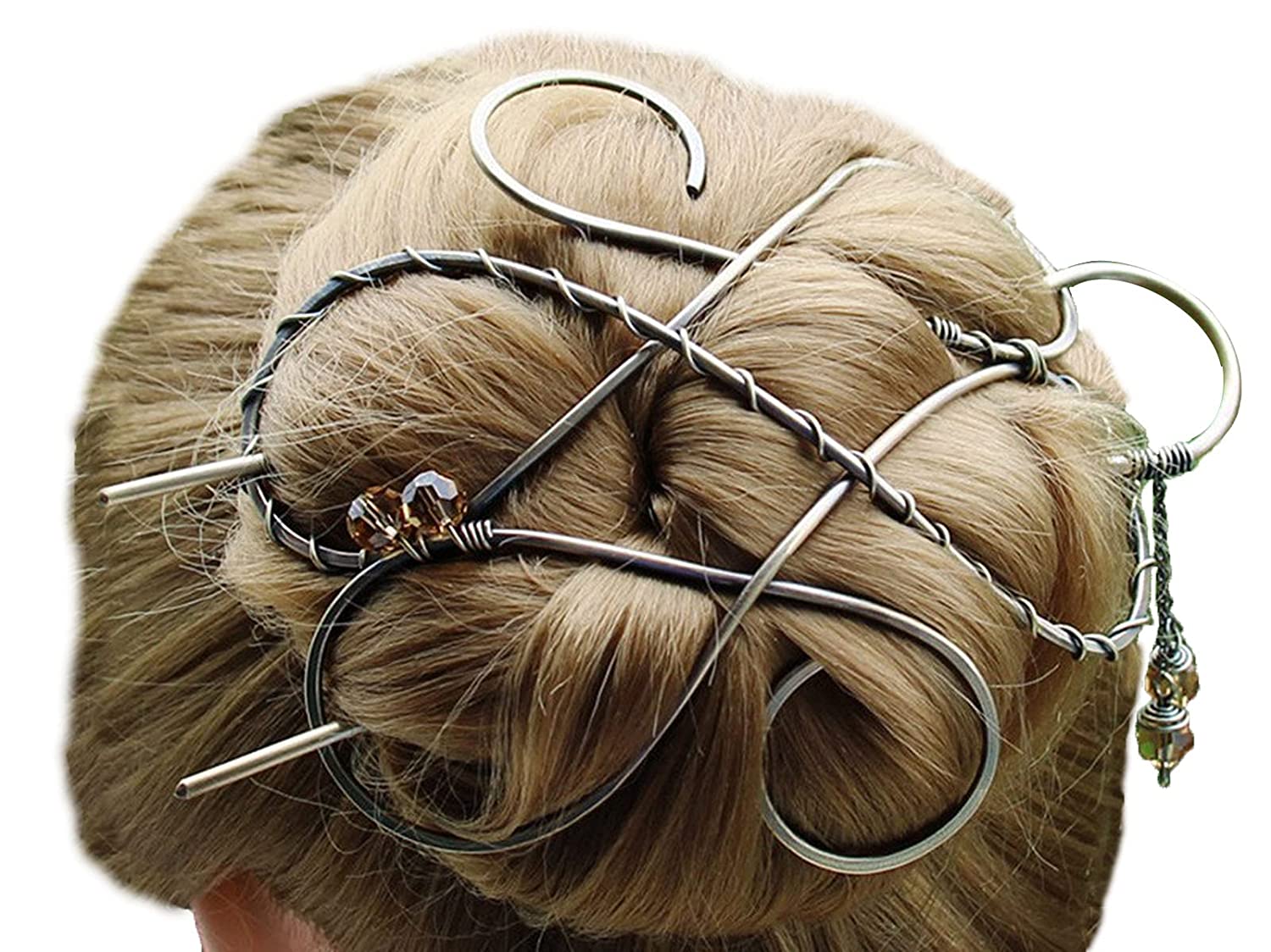 Silver Celtic Hair Clip Metal Hair Clip Large Bun Holder Hair Fork Long Thick Hair women Christmas G