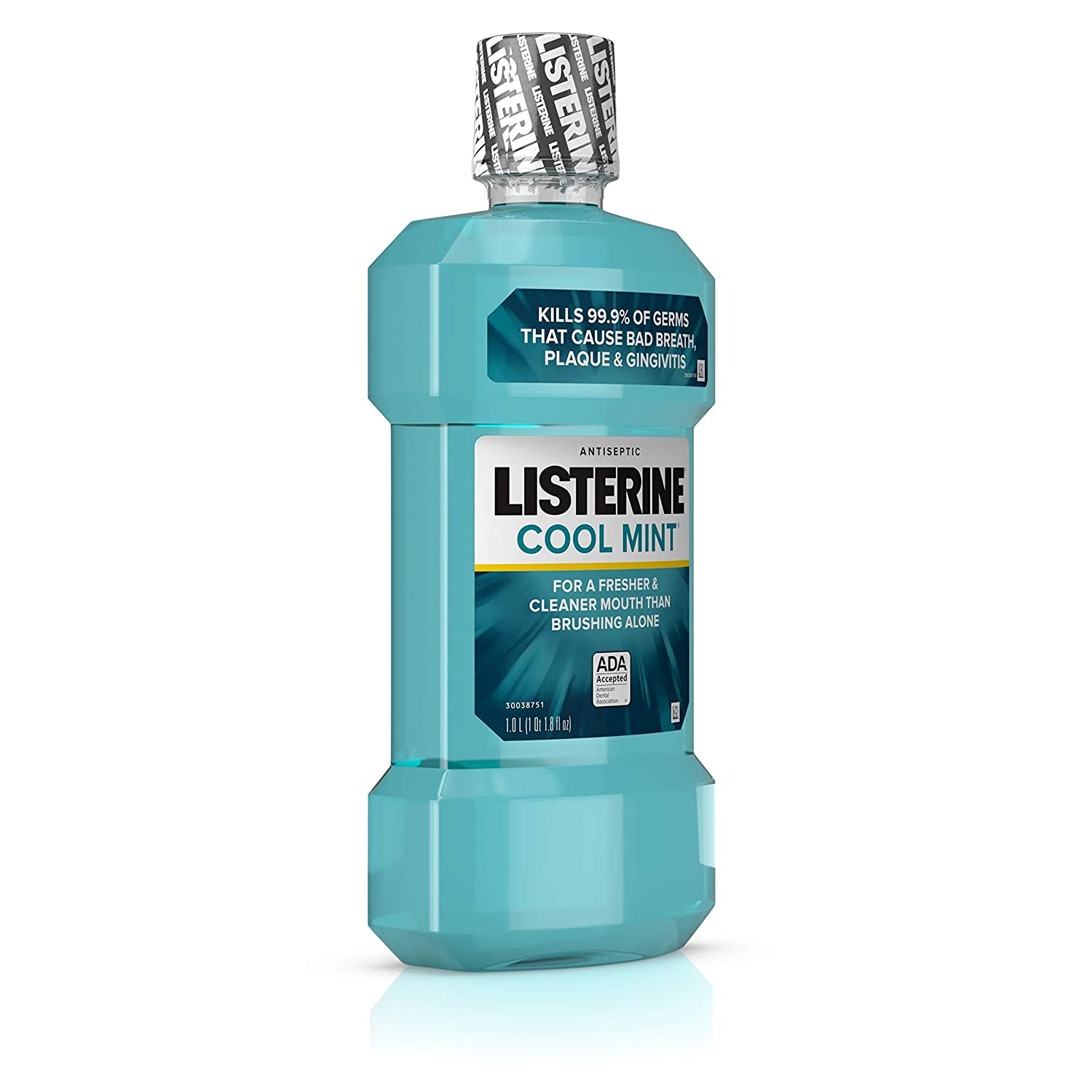 Listerine Cool Mint Antiseptic Mouthwash for Bad Breath, Plaque and Gingivitis, 33.8 Oz