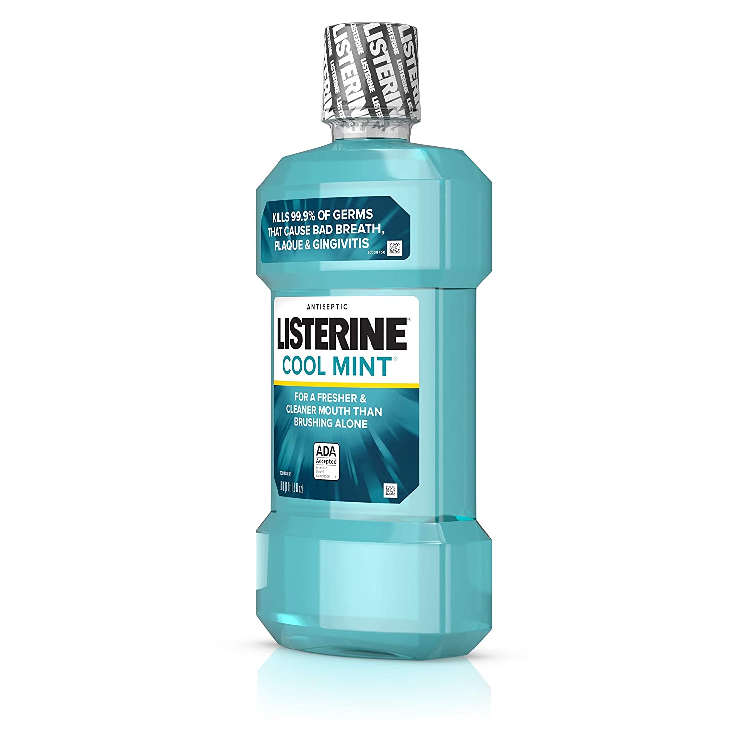 Listerine Cool Mint Antiseptic Mouthwash for Bad Breath, Plaque and Gingivitis, 33.8 Oz