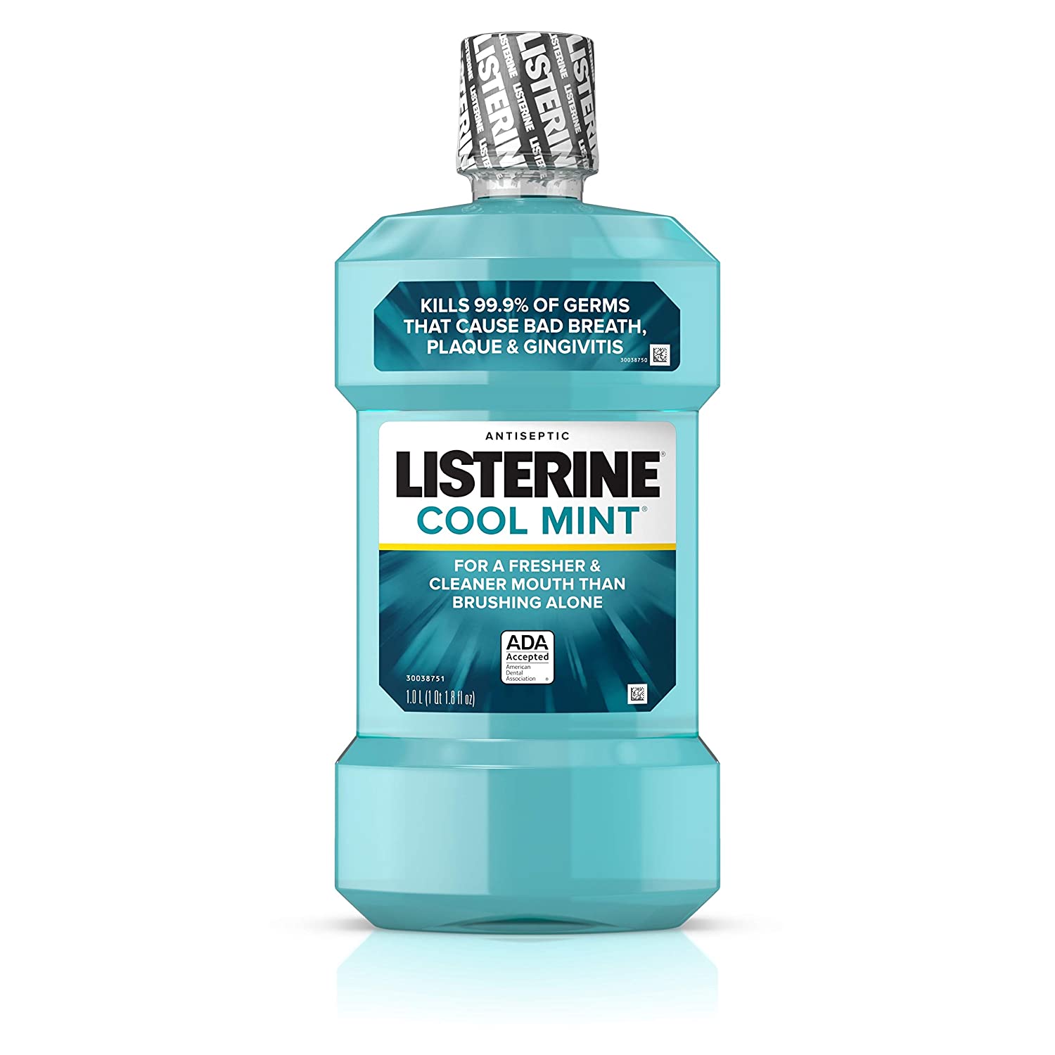 Listerine Cool Mint Antiseptic Mouthwash for Bad Breath, Plaque and Gingivitis, 33.8 Oz