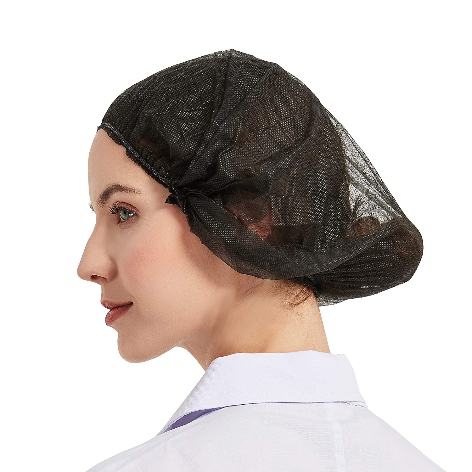 ProtectX Disposable Bouffant (Hair Net) Caps Hair Head Cover Nets 21” (Black 100 pack)