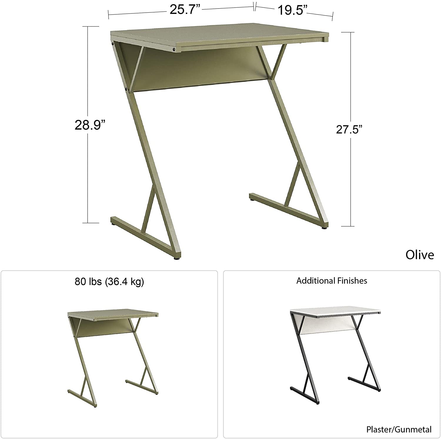 Novogratz Regal Accent Table/Laptop Desk, Olive Green