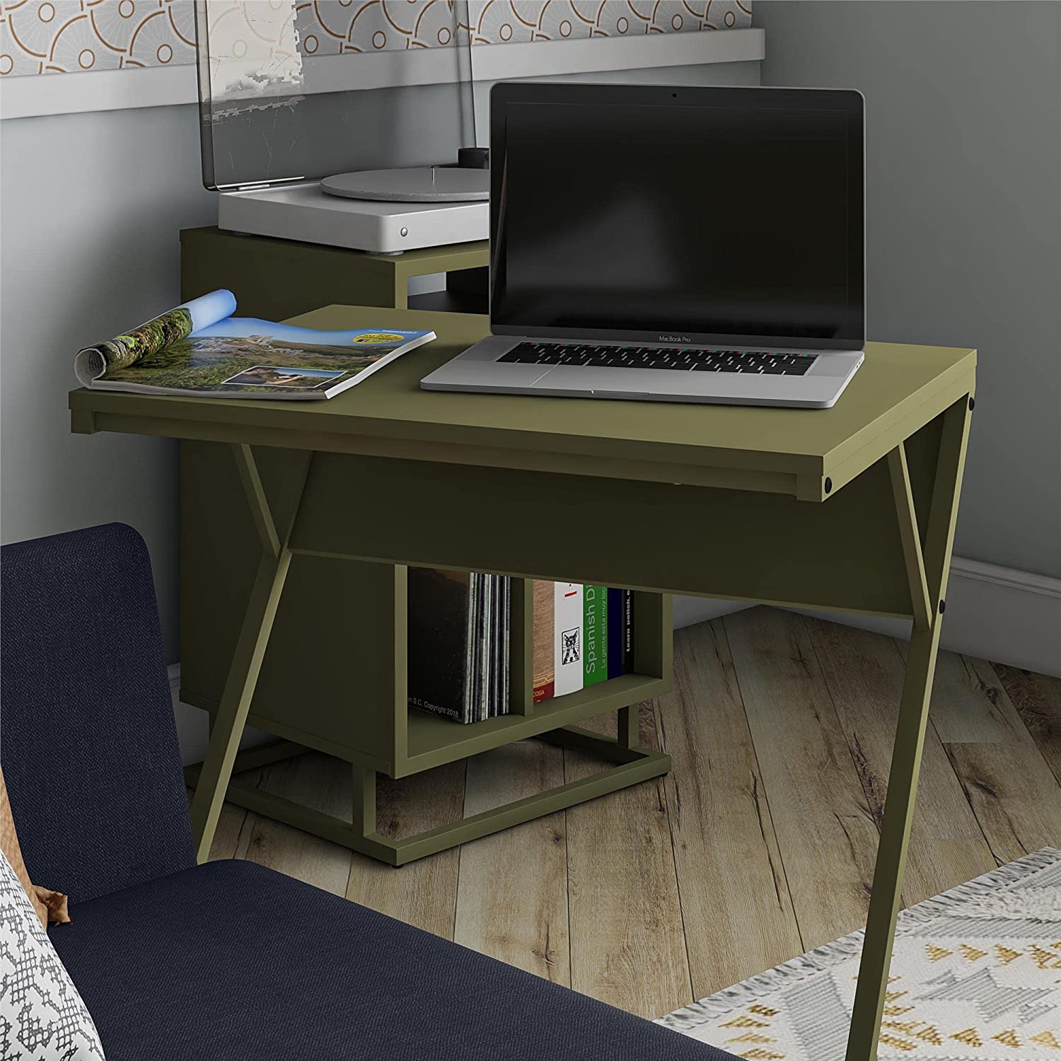 Novogratz Regal Accent Table/Laptop Desk, Olive Green