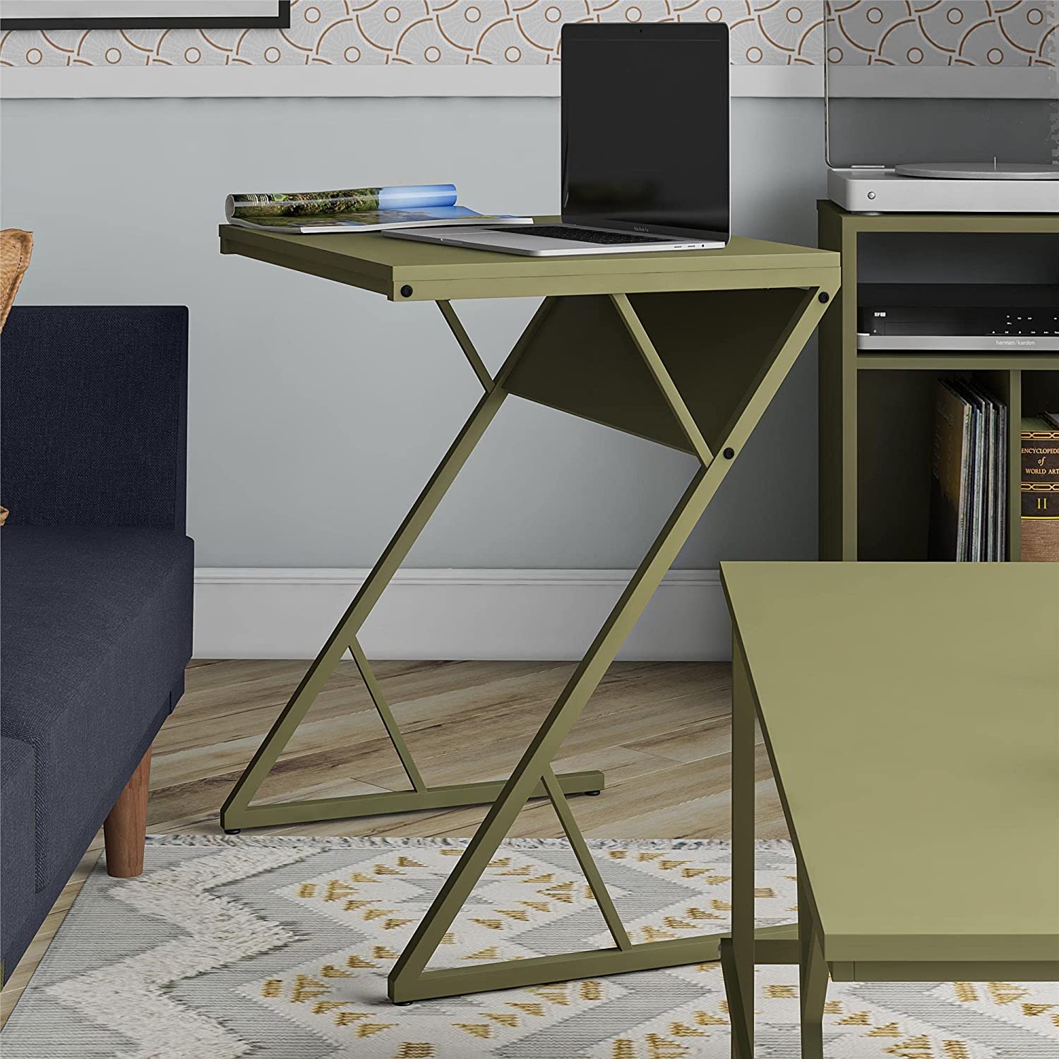 Novogratz Regal Accent Table/Laptop Desk, Olive Green