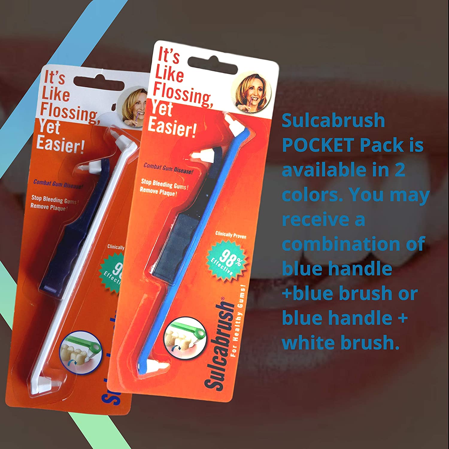 Sulcabrush Pocket Pack of Manual Toothbrush with Handle and 3 Tips — Twin-Pack Replacement Tips (1