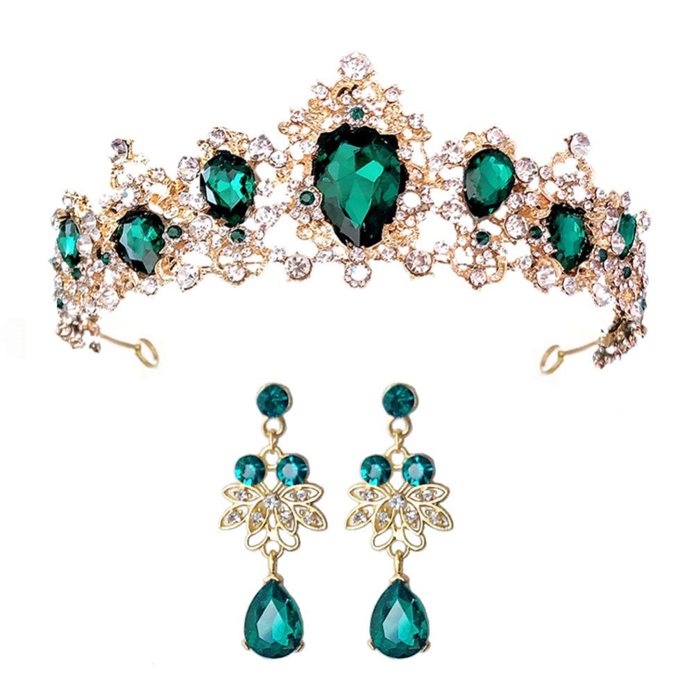 Uonlytech 1 Set Baroque Wedding Crown Elegant Bride Costume Headpiece Shinny Rhinestone Queen Crown