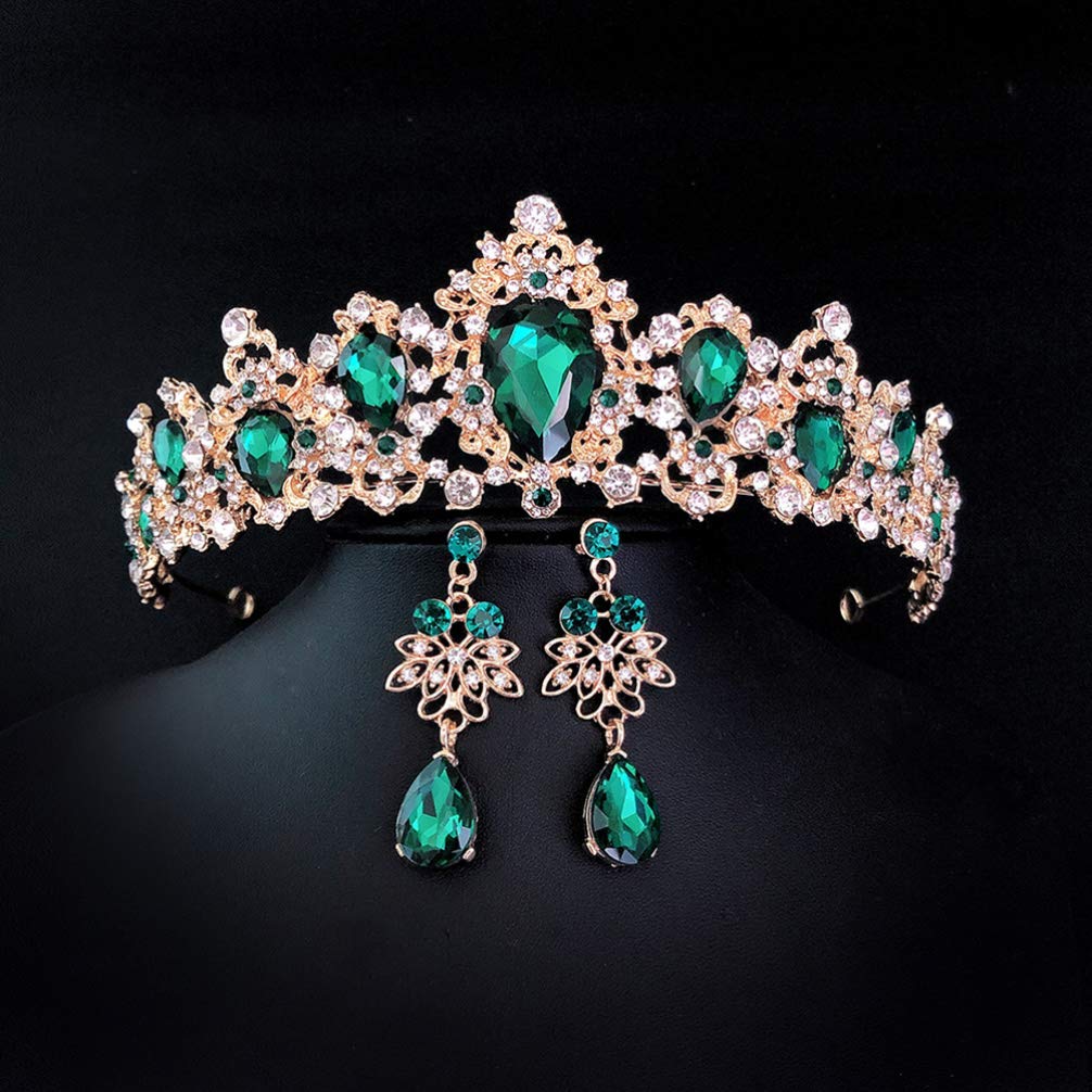 Uonlytech 1 Set Baroque Wedding Crown Elegant Bride Costume Headpiece Shinny Rhinestone Queen Crown