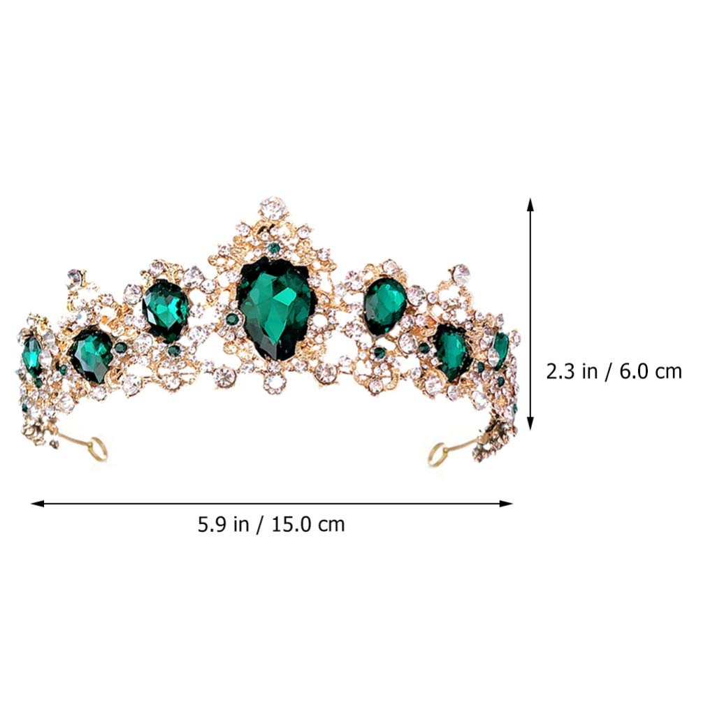 Uonlytech 1 Set Baroque Wedding Crown Elegant Bride Costume Headpiece Shinny Rhinestone Queen Crown