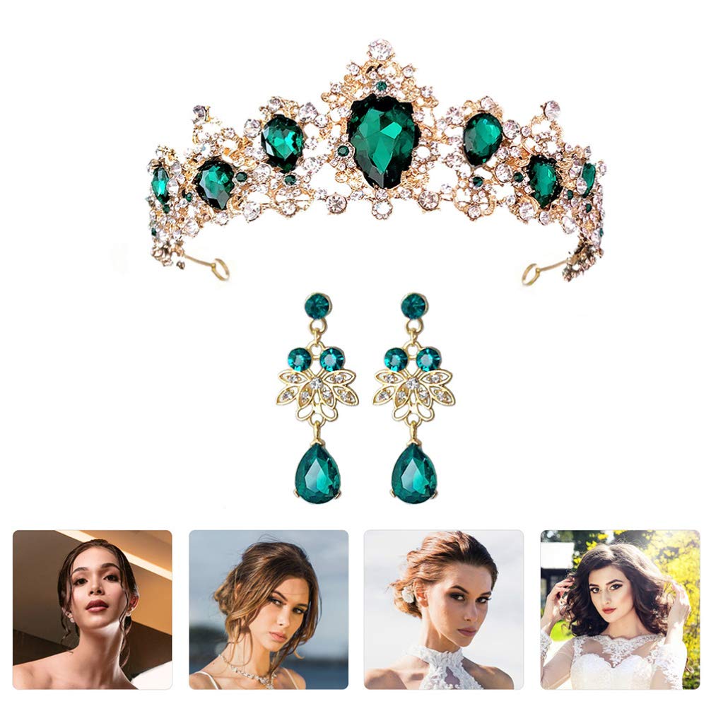 Uonlytech 1 Set Baroque Wedding Crown Elegant Bride Costume Headpiece Shinny Rhinestone Queen Crown