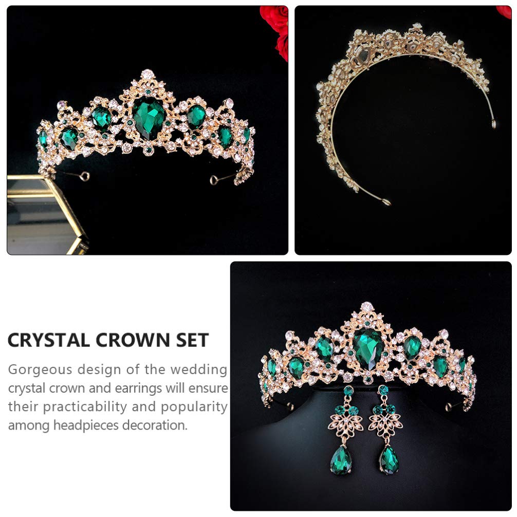 Uonlytech 1 Set Baroque Wedding Crown Elegant Bride Costume Headpiece Shinny Rhinestone Queen Crown