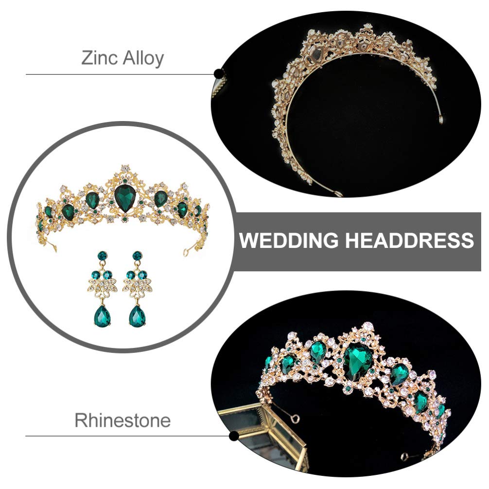 Uonlytech 1 Set Baroque Wedding Crown Elegant Bride Costume Headpiece Shinny Rhinestone Queen Crown