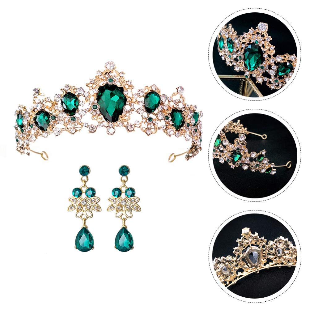 Uonlytech 1 Set Baroque Wedding Crown Elegant Bride Costume Headpiece Shinny Rhinestone Queen Crown