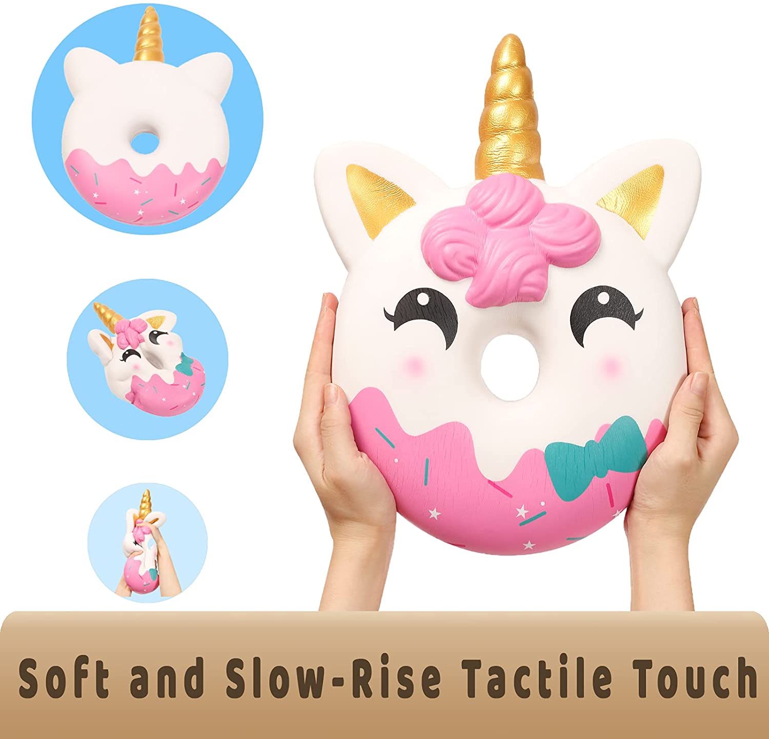 Anboor 13 Inches Squishies Jumbo Unicorn Donut Kawaii Soft Slow Rising Scented Giant Doughnut Squish