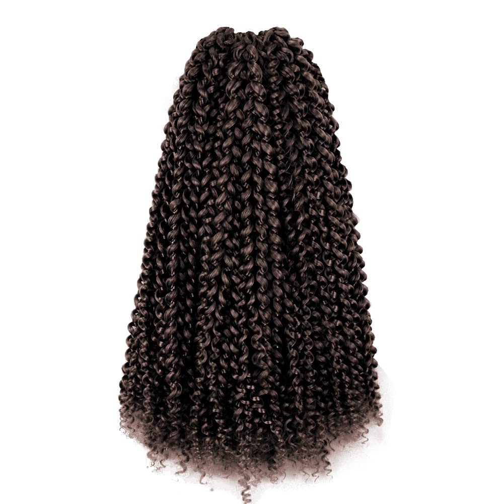 Passion Twist Hair 18Inch 6packs - Dark Brown Water Wave Crochet Braids for Butterfly Locs or Bohemi
