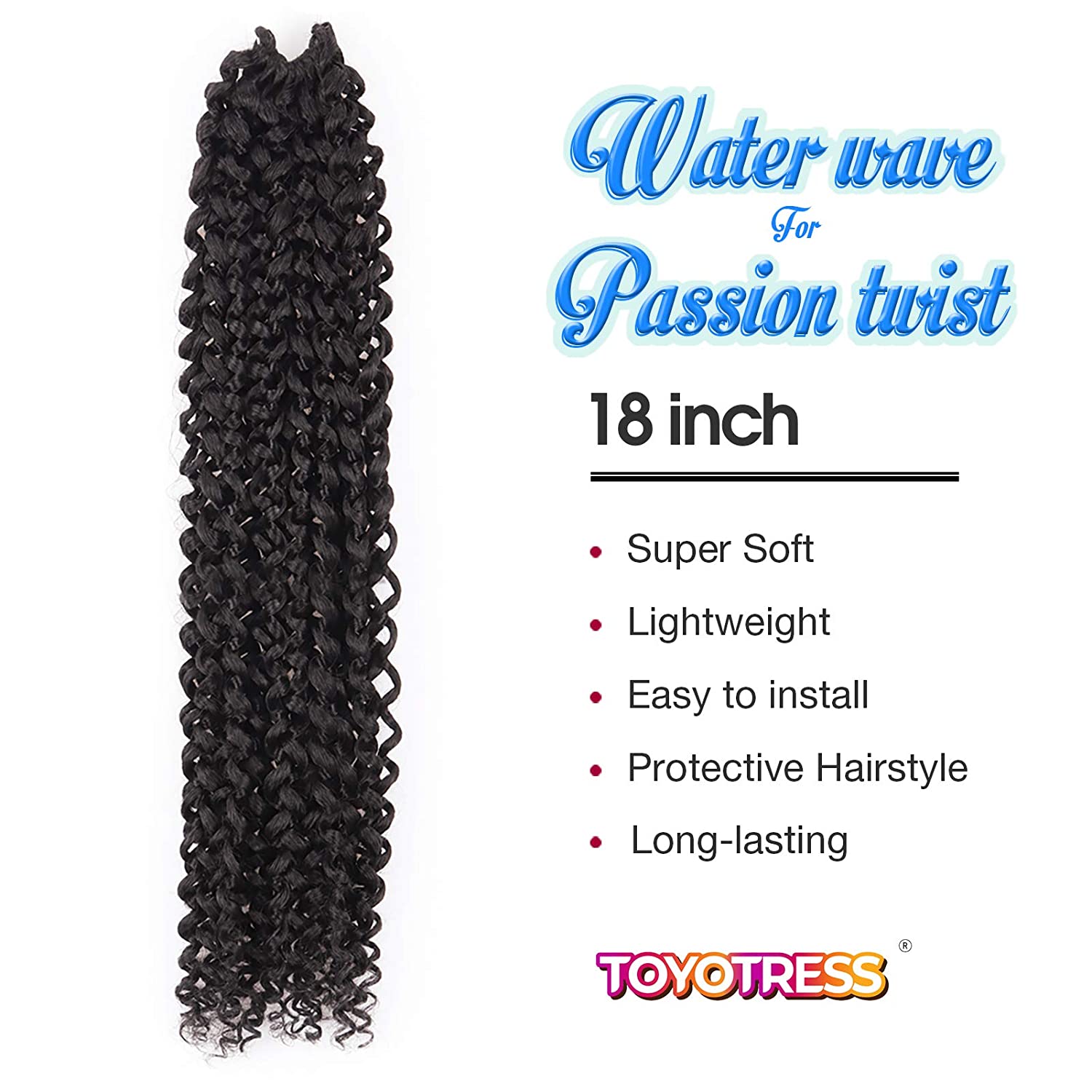 Passion Twist Hair 18Inch 6packs - Dark Brown Water Wave Crochet Braids for Butterfly Locs or Bohemi