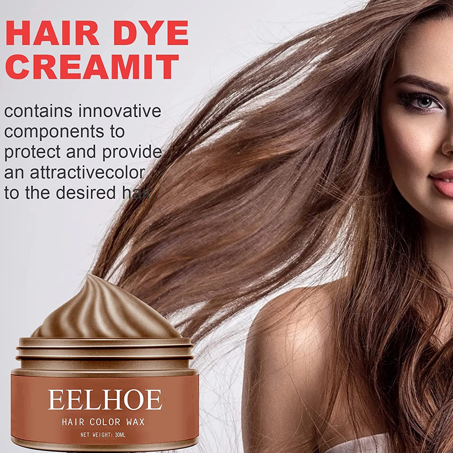 LAJI Color Dye Hair Wax Hair Styling Natural Fluffy Color Disposable Dye 30ML (30ML, black)