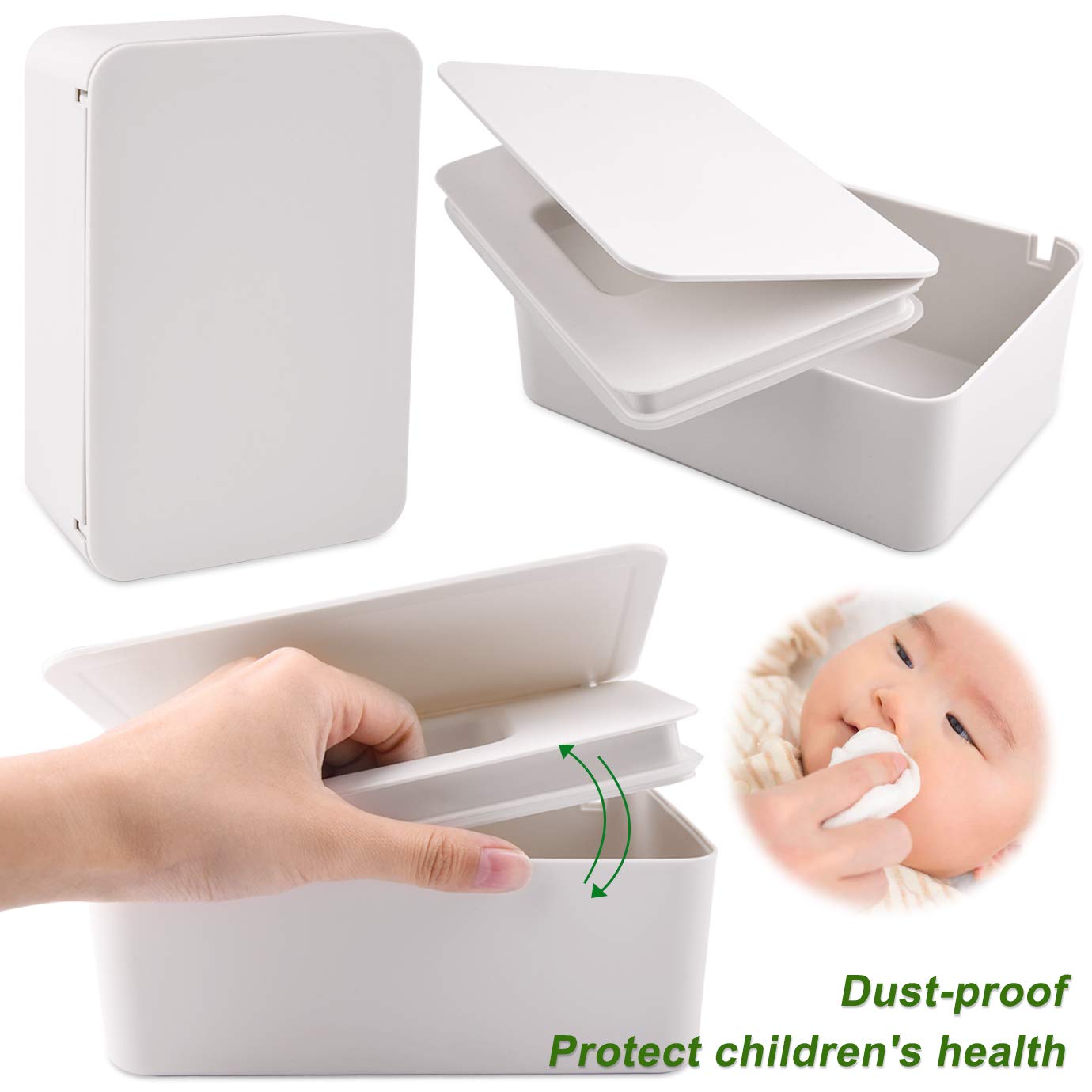 KONUNUS Wet Wipes Storage Box, Wipes Dispenser Holder Tissue Storage Box Case with Lid Dustproof for
