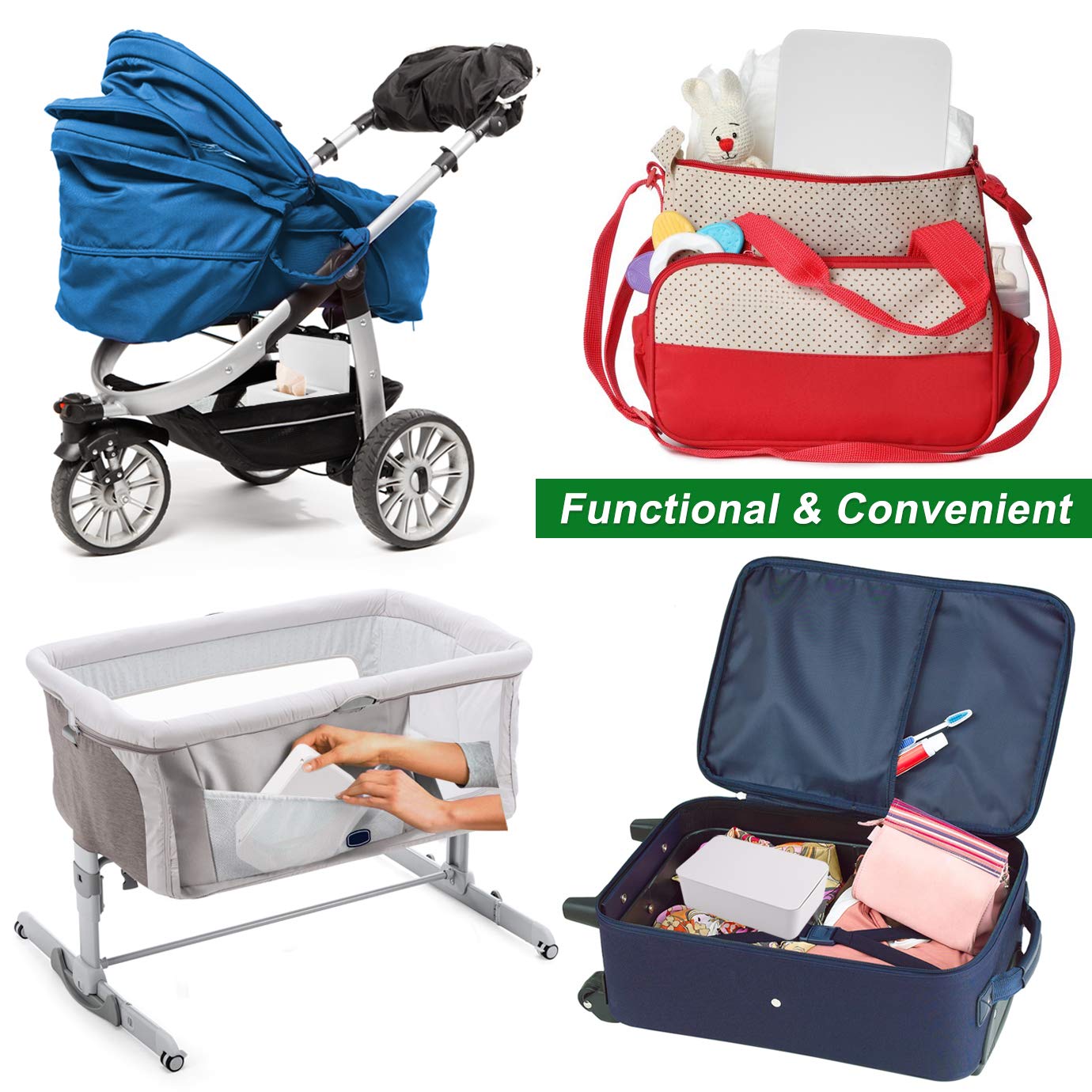 KONUNUS Wet Wipes Storage Box, Wipes Dispenser Holder Tissue Storage Box Case with Lid Dustproof for