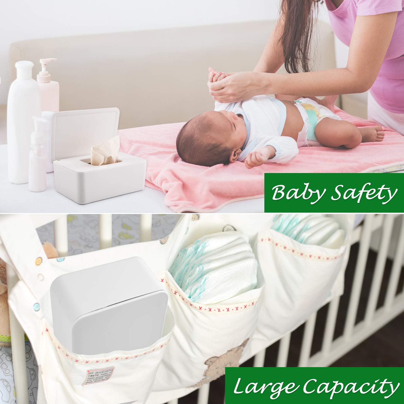 KONUNUS Wet Wipes Storage Box, Wipes Dispenser Holder Tissue Storage Box Case with Lid Dustproof for