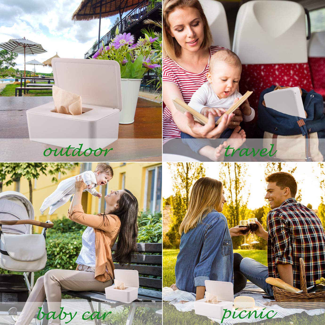 KONUNUS Wet Wipes Storage Box, Wipes Dispenser Holder Tissue Storage Box Case with Lid Dustproof for