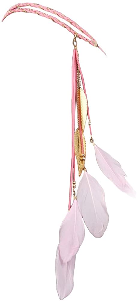 Song Qing Women Feather Leaf Tassels Braided Hippie Headband Hair Accessories