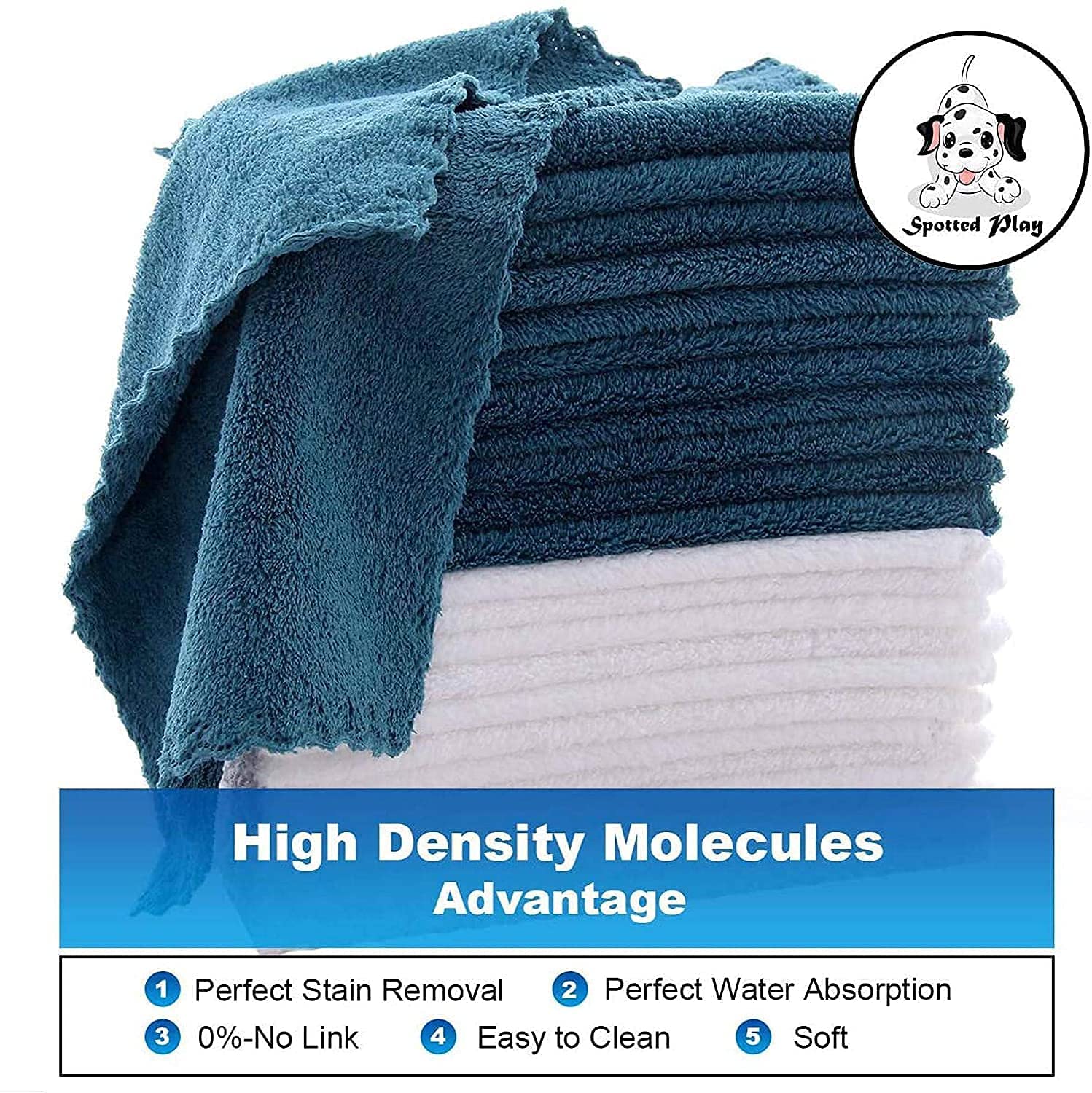 12 Pack Kitchen Towel Dishcloths - 16 × 19 Inch - Substitute for Paper Towel -Extra Absorbent and S