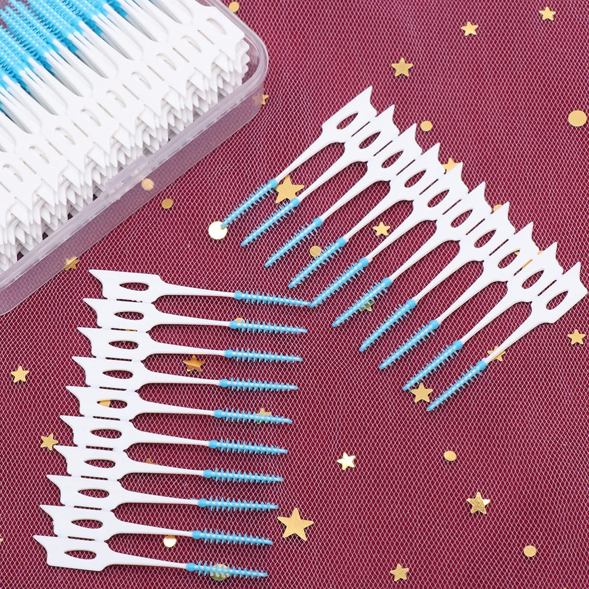 DOITOOL 160Pcs Interdental Brushes for Brace Portable Double- Headed Single Use Soft Silicone Floss 