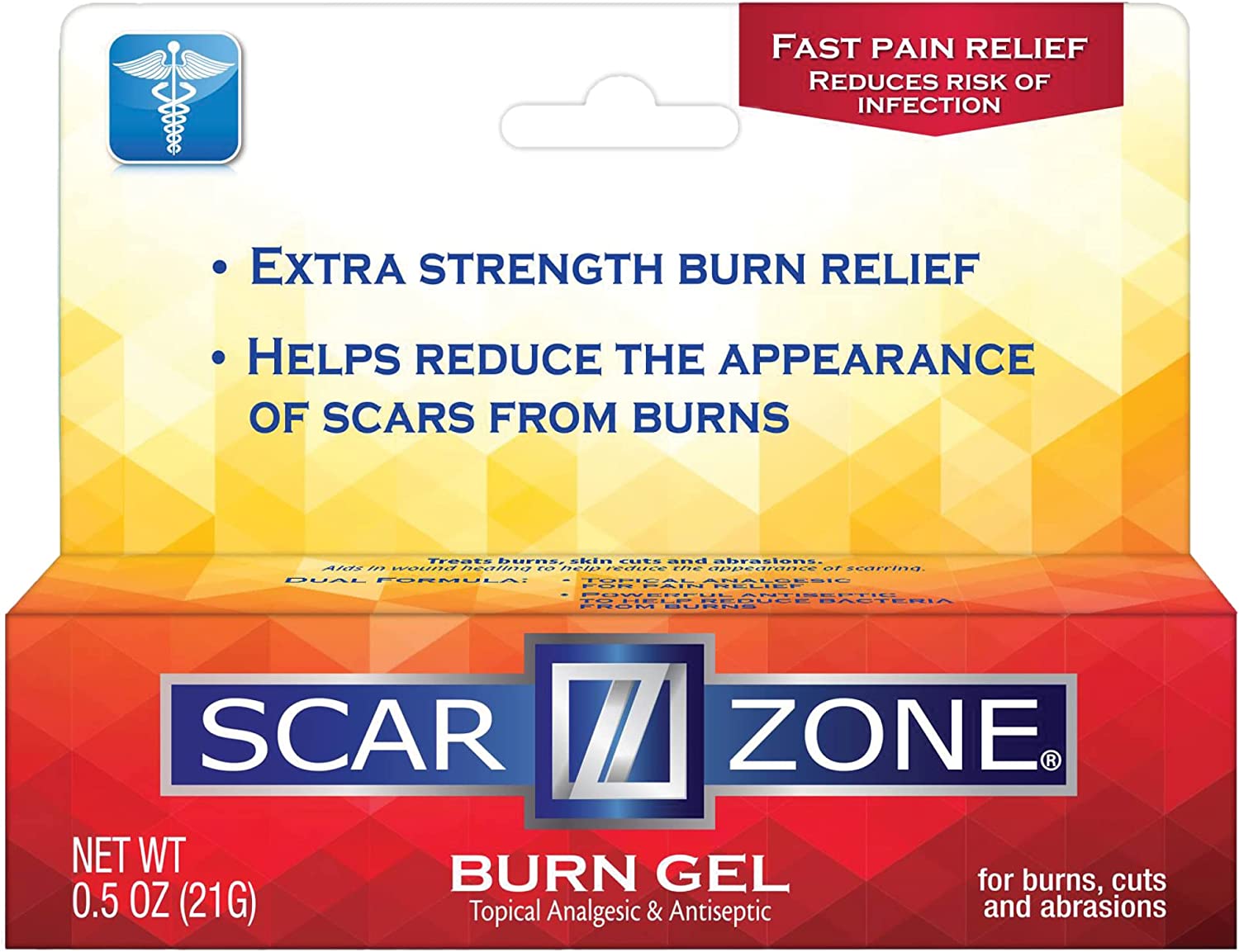 Scar Zone Burn Pain Relief Gel, Extra Strength Topical Analgesic, Treats Minor Cuts, Burns and Abras