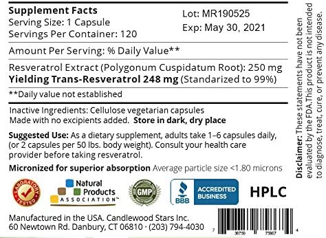 Mega Resveratrol, Pharmaceutical Grade, 99% Pure, Micronized Trans-Resveratrol, 120 Capsules, 250 mg