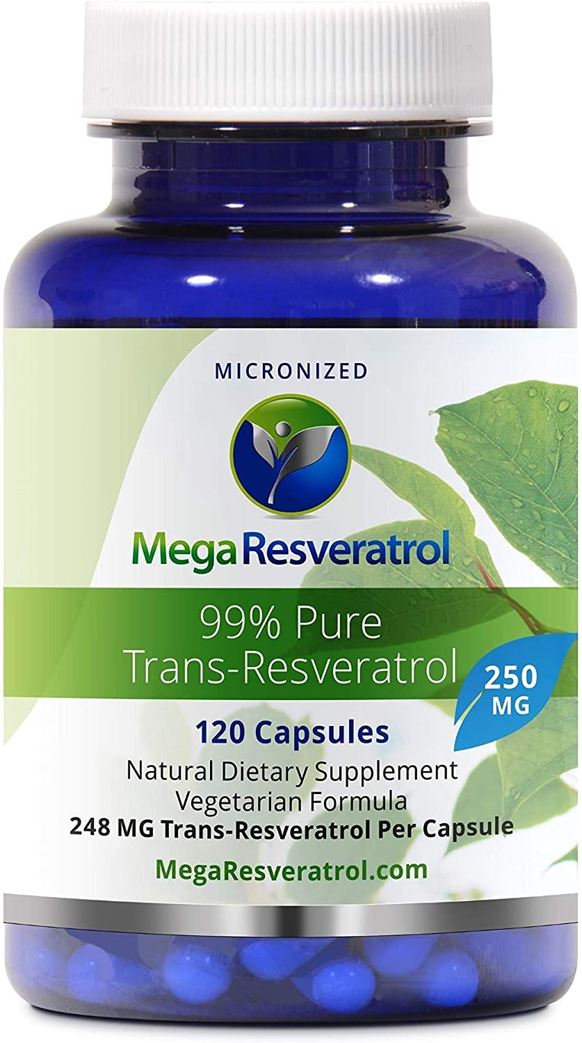 Mega Resveratrol, Pharmaceutical Grade, 99% Pure, Micronized Trans-Resveratrol, 120 Capsules, 250 mg