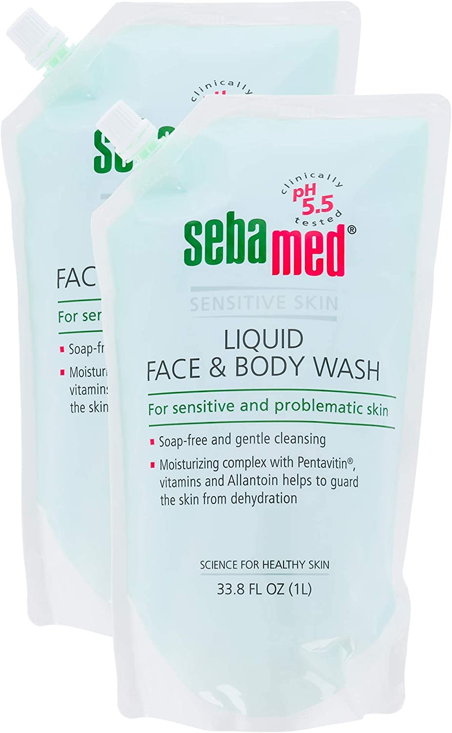 Sebamed Liquid Face & Body Wash 1 Liter Refill Bag for Sensitive and Delicate Skin pH 5.5 Ultra Mild