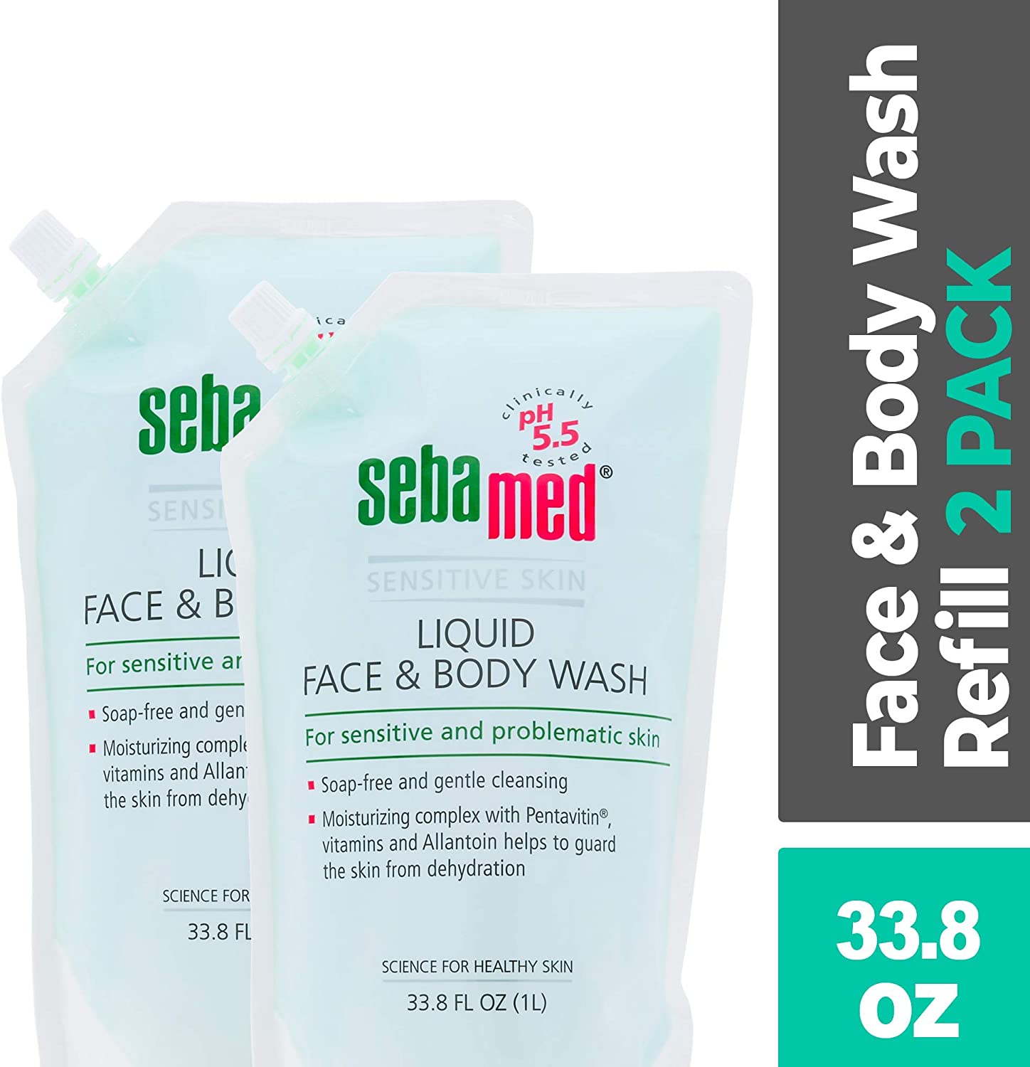Sebamed Liquid Face & Body Wash 1 Liter Refill Bag for Sensitive and Delicate Skin pH 5.5 Ultra Mild