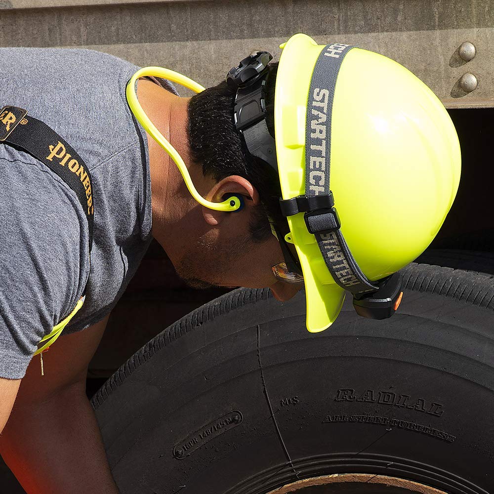 Sellstrom Reusable Banded Ear Plugs, Hearing Protection for Work, 25dB NRR, Hi-Viz Green/Blue, S2343