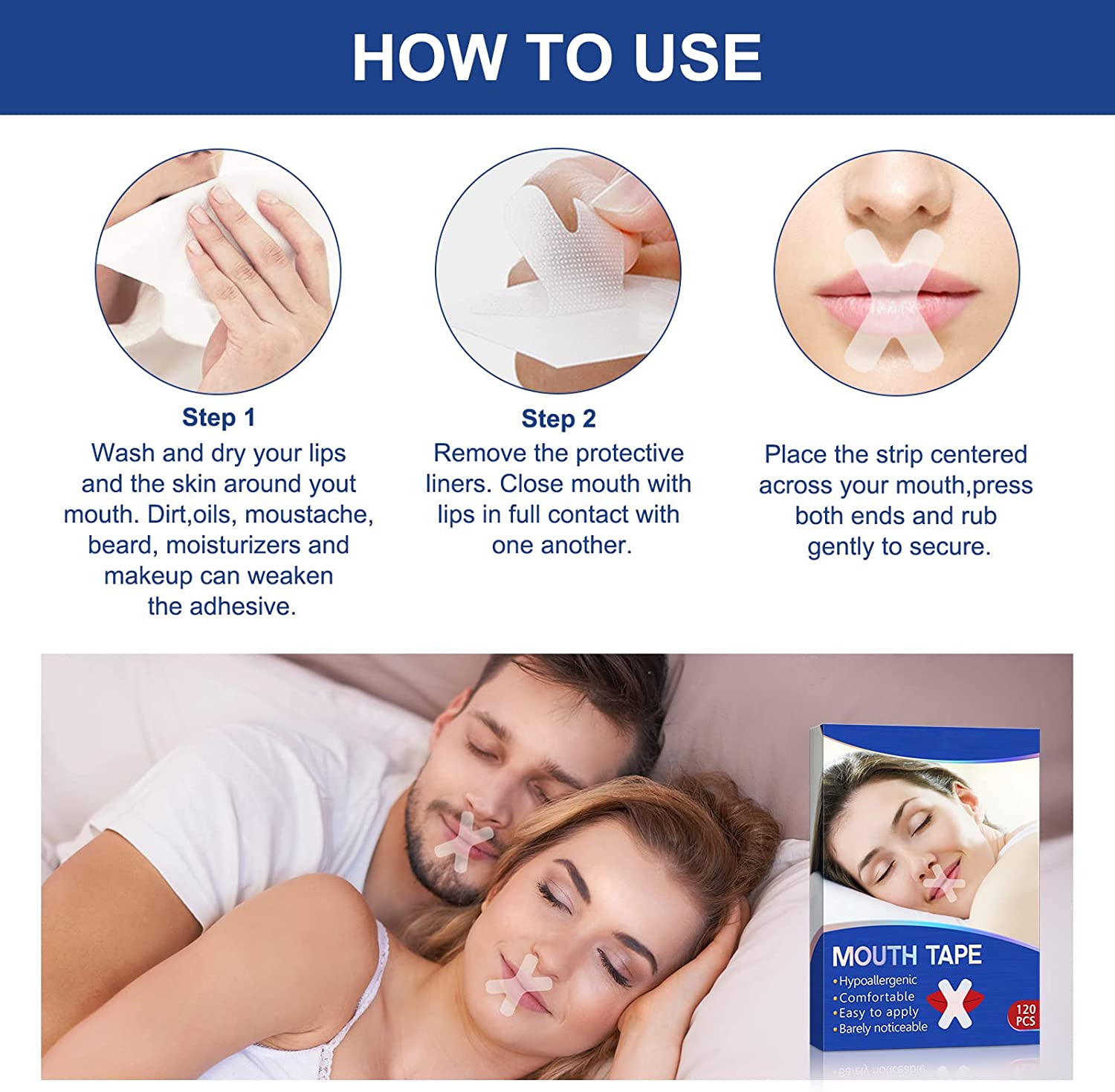 Sleep Strips Mouth Tape for Sleeping 120 PCS - Anti Snoring Devices Stop Snoring for Better Nose Bre