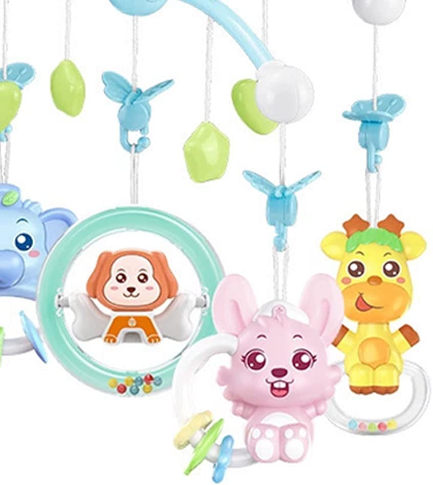 Baby Musical Crib with Rattle Toys Projector and Lights Infant Musical Rotating Hanging Bell Baby Be