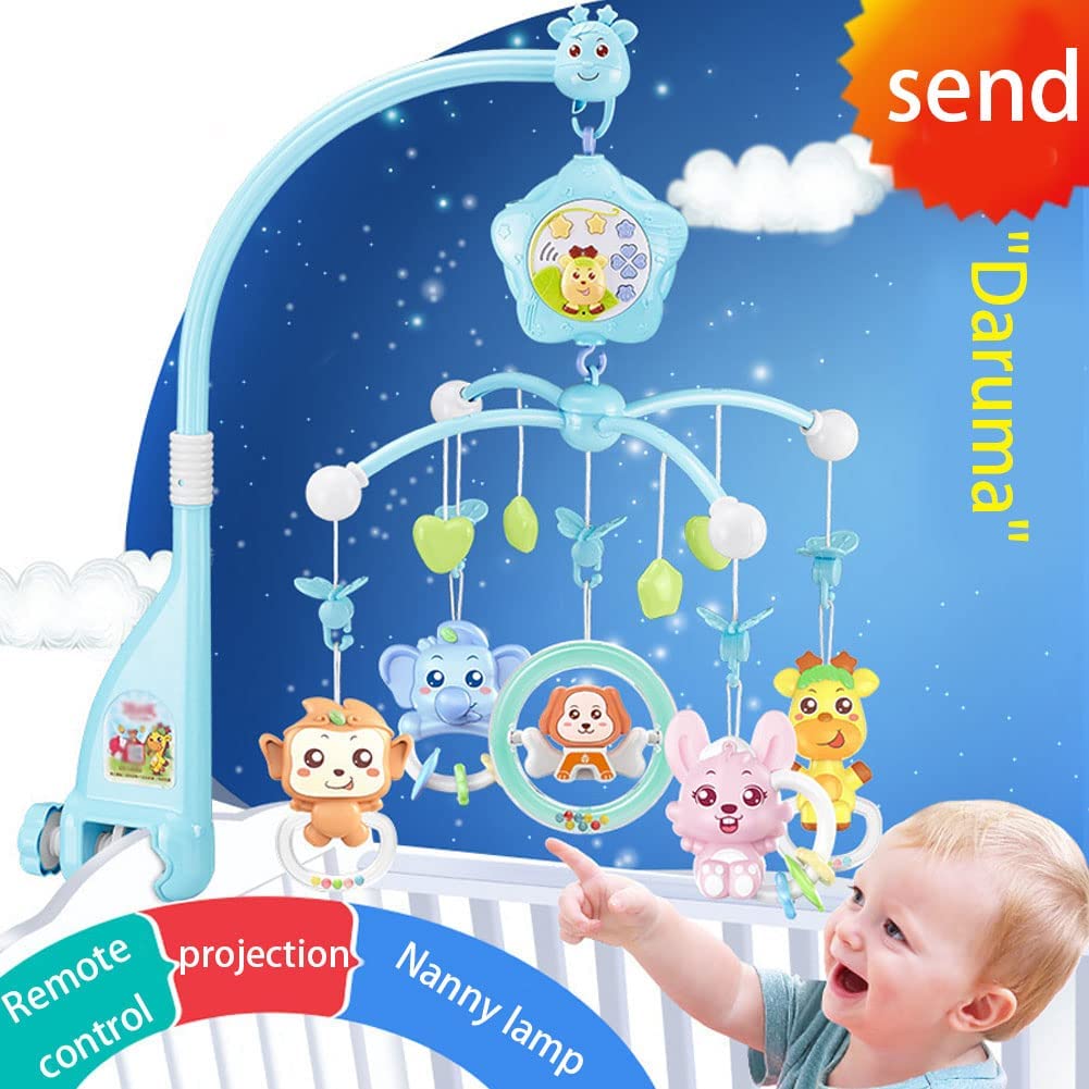 Baby Musical Crib with Rattle Toys Projector and Lights Infant Musical Rotating Hanging Bell Baby Be