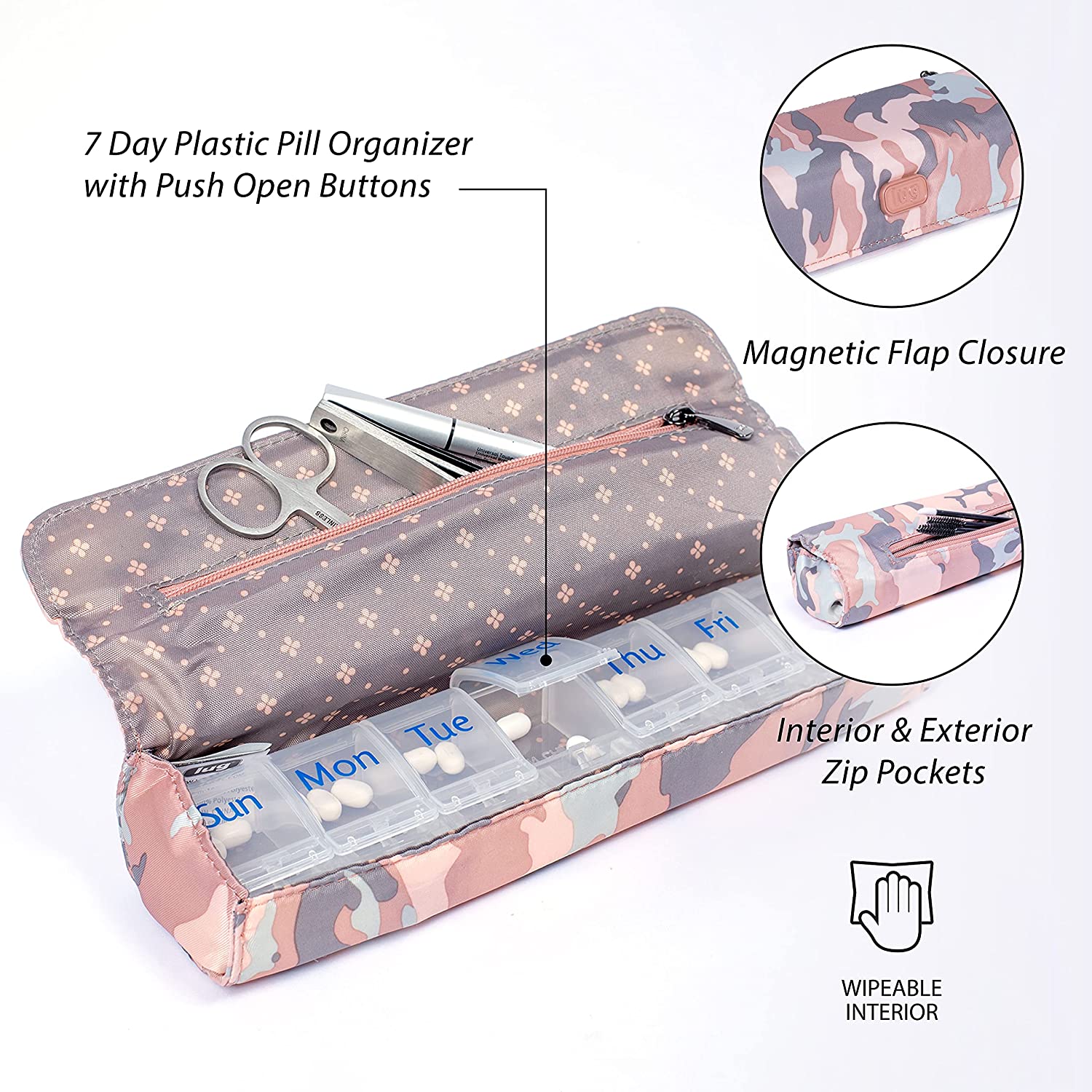 Lug Choo Pill Organizer, Rainbow Navy, One Size