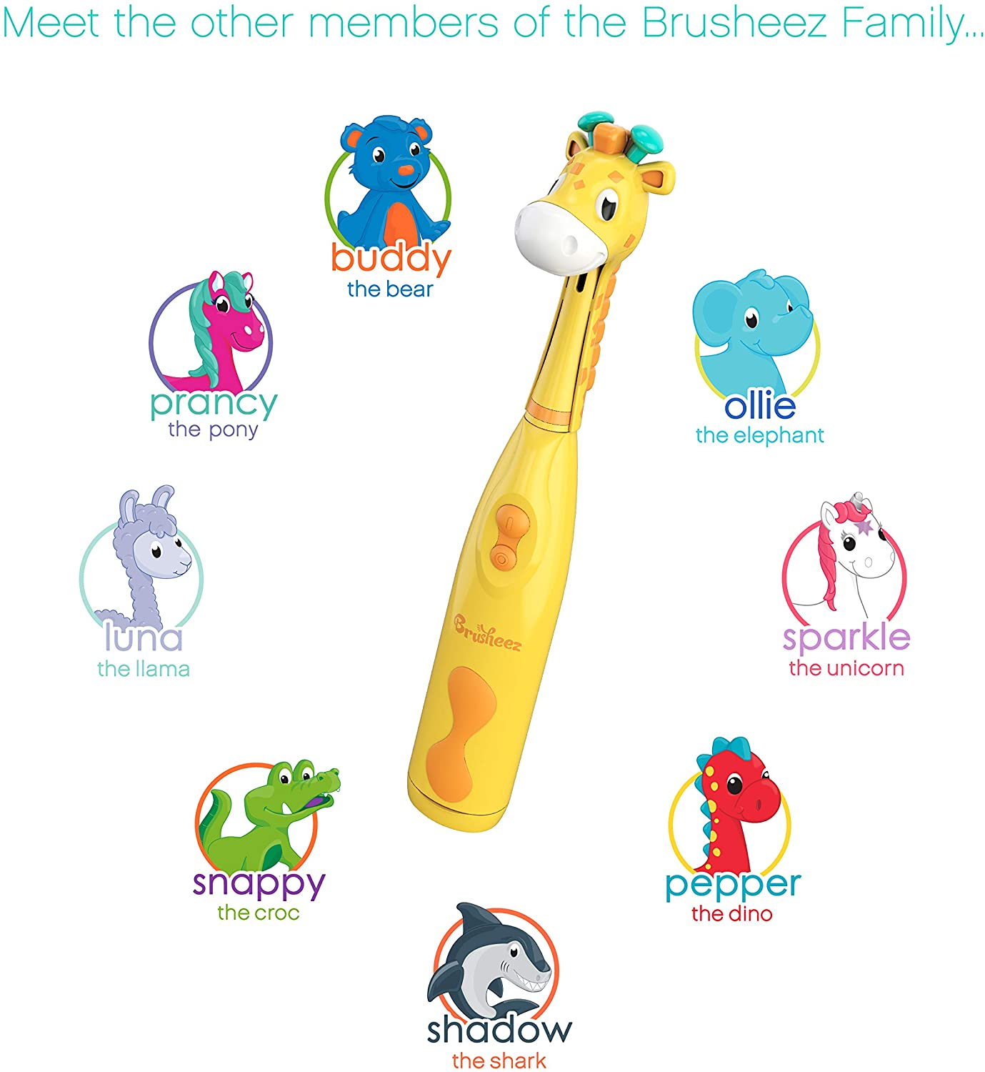 Brusheez® Kids Electric Toothbrush Set (Safari Edition) - Battery Operated, Soft Bristles, Easy On/