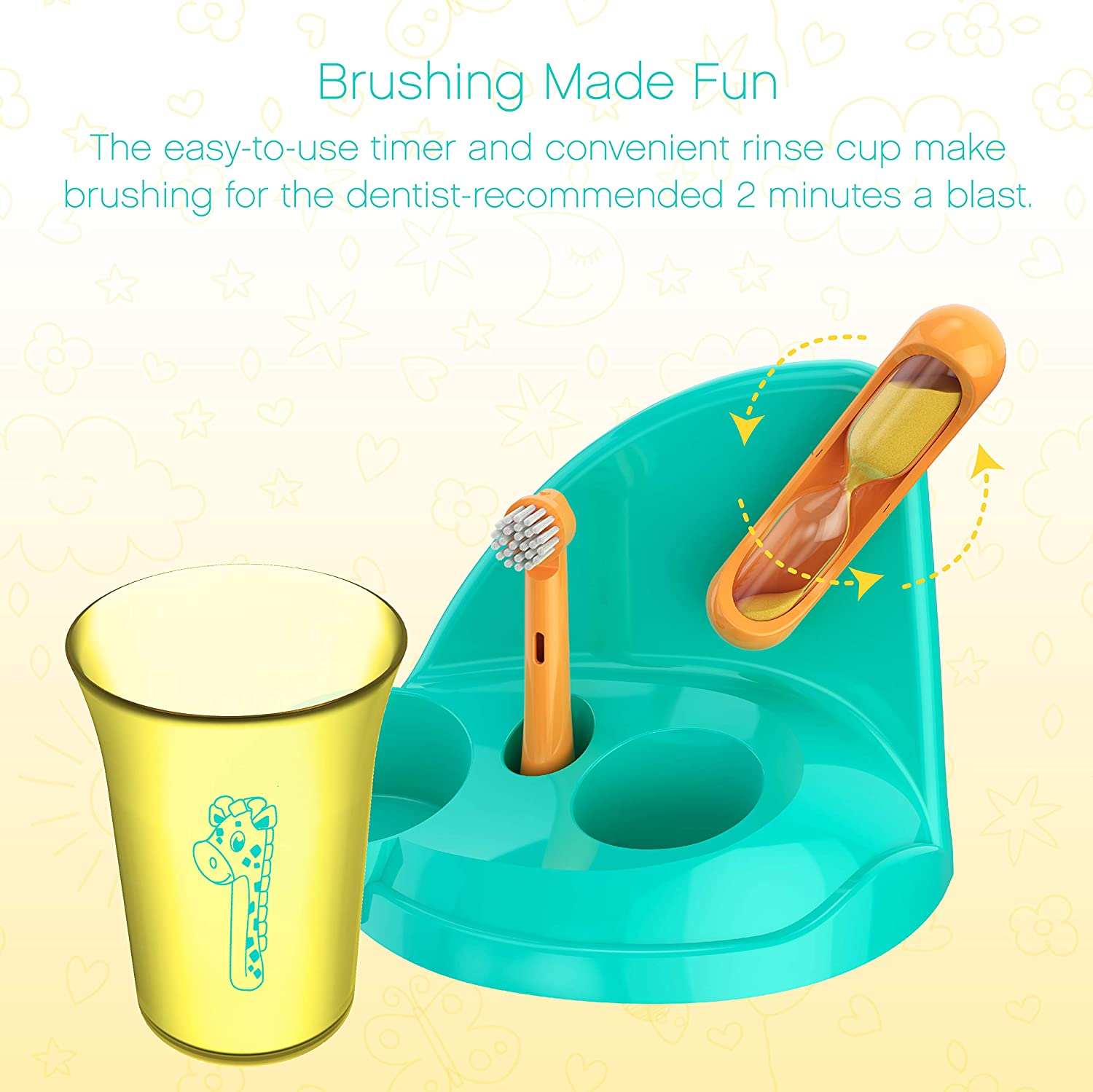 Brusheez® Kids Electric Toothbrush Set (Safari Edition) - Battery Operated, Soft Bristles, Easy On/