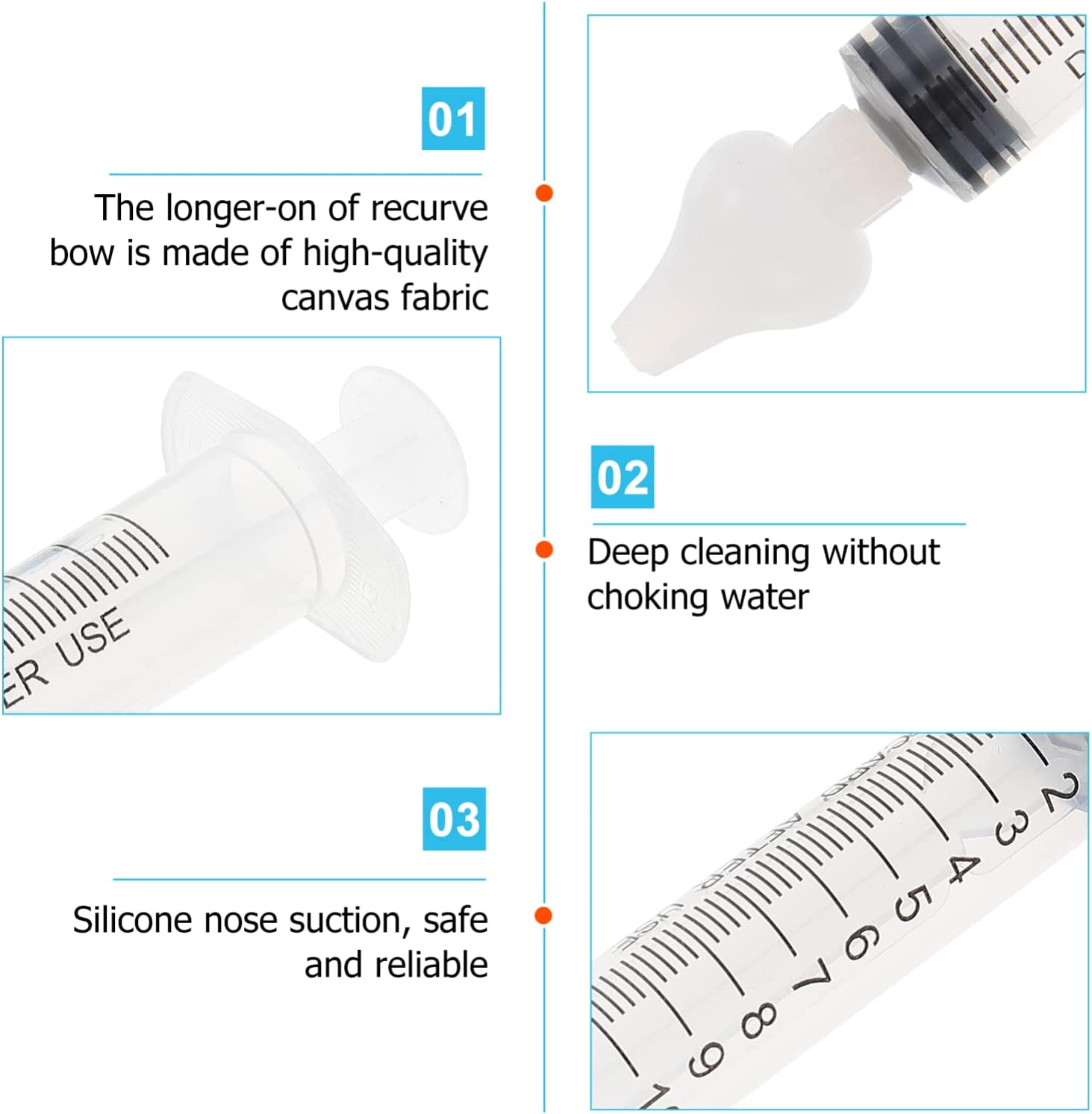 Yardwe 8pcs Sinus Rinse Kit Needle Tube Kids Nasal Washer Portable Infant Nose Cleaner Rinsing Devic