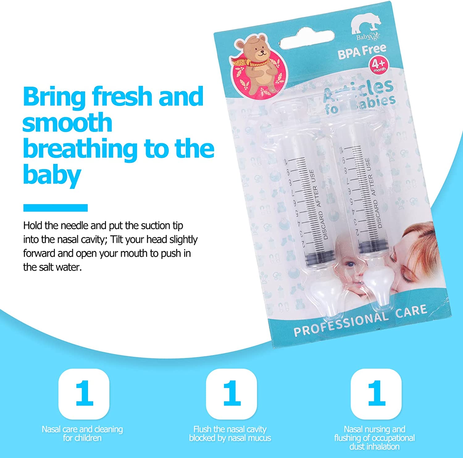 Yardwe 8pcs Sinus Rinse Kit Needle Tube Kids Nasal Washer Portable Infant Nose Cleaner Rinsing Devic