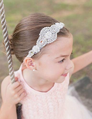 Missgrace Flower Gilr Silver Crystal Rhinestones Headband Wedding Hair Accessories Hair Jewelry for 