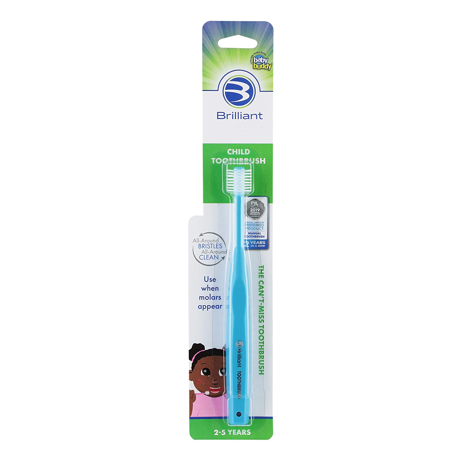 Brilliant Child Toothbrush by Baby Buddy - Ages 2-5 Years, When Molars Appear, Micro Bristles Clean