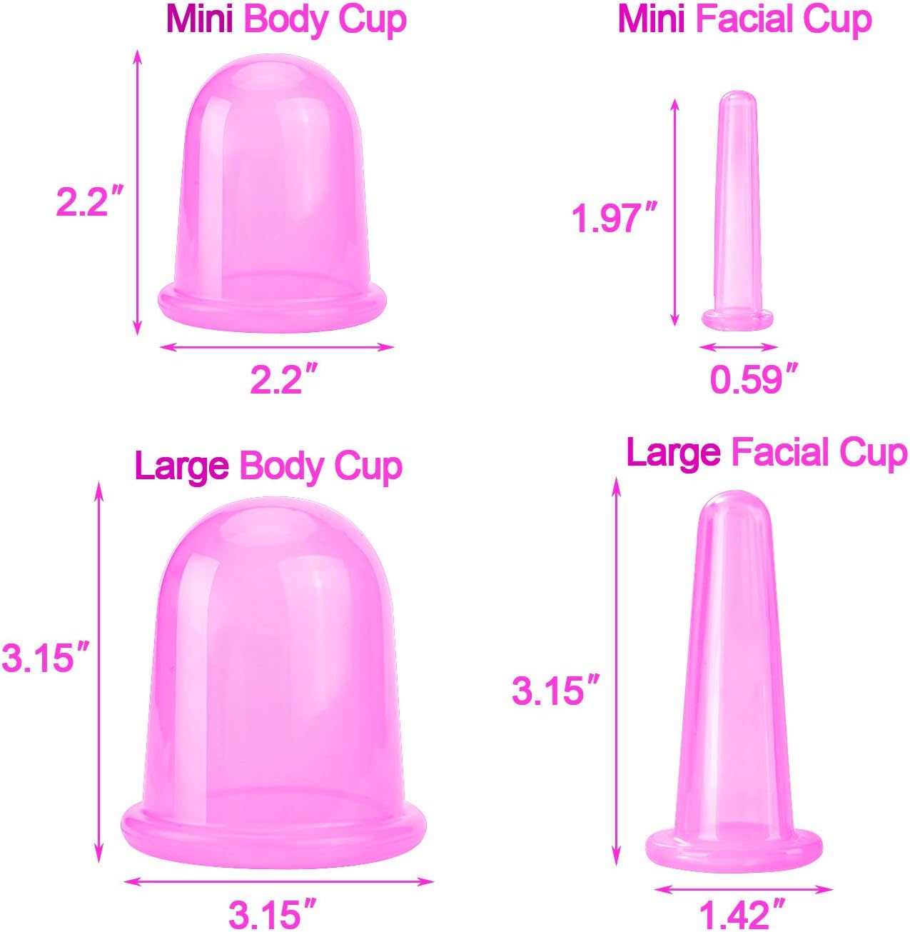 Cupping Therapy Sets 7Pcs Silicone Anti Cellulite Cup Vacuum Suction Massage Cups Facial Cupping Set