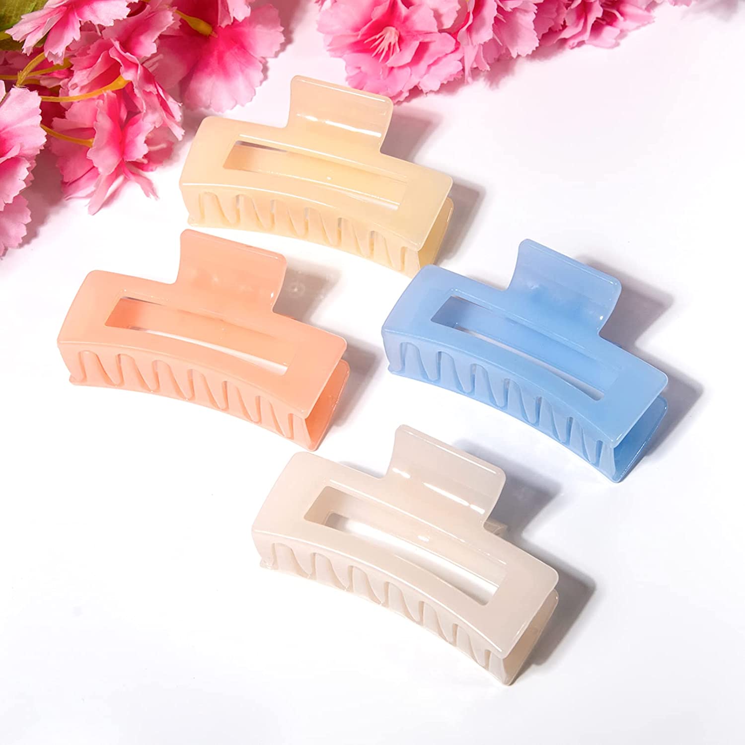 Aileam Hair Claw Clips Large Hair Clips Banana for Women Girls Thin Hair Brown Green Acrylic Rectang