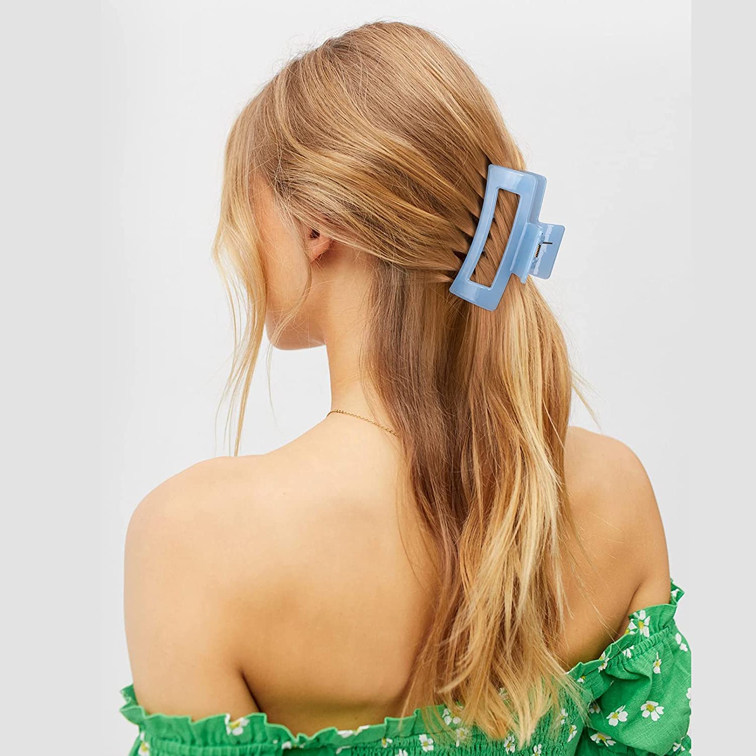 Aileam Hair Claw Clips Large Hair Clips Banana for Women Girls Thin Hair Brown Green Acrylic Rectang