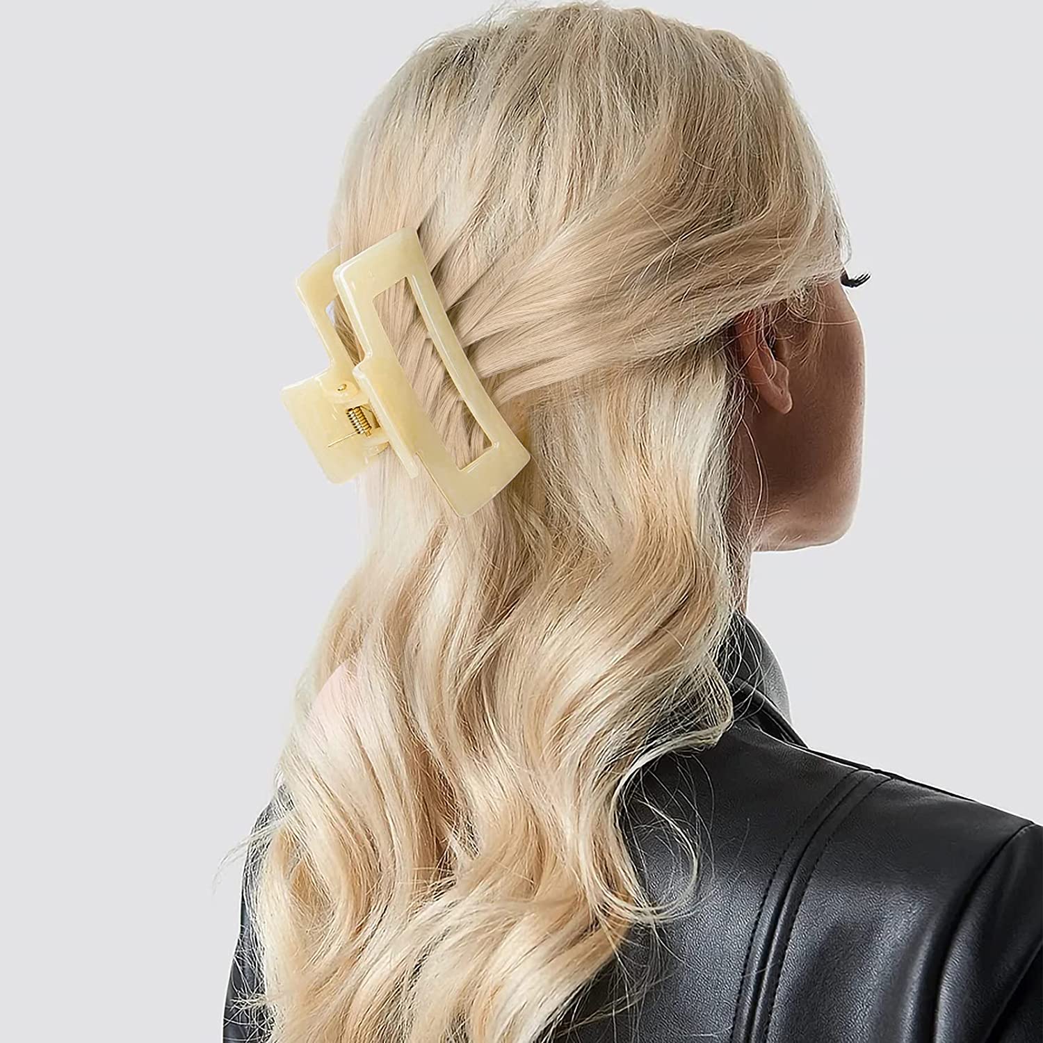 Aileam Hair Claw Clips Large Hair Clips Banana for Women Girls Thin Hair Brown Green Acrylic Rectang