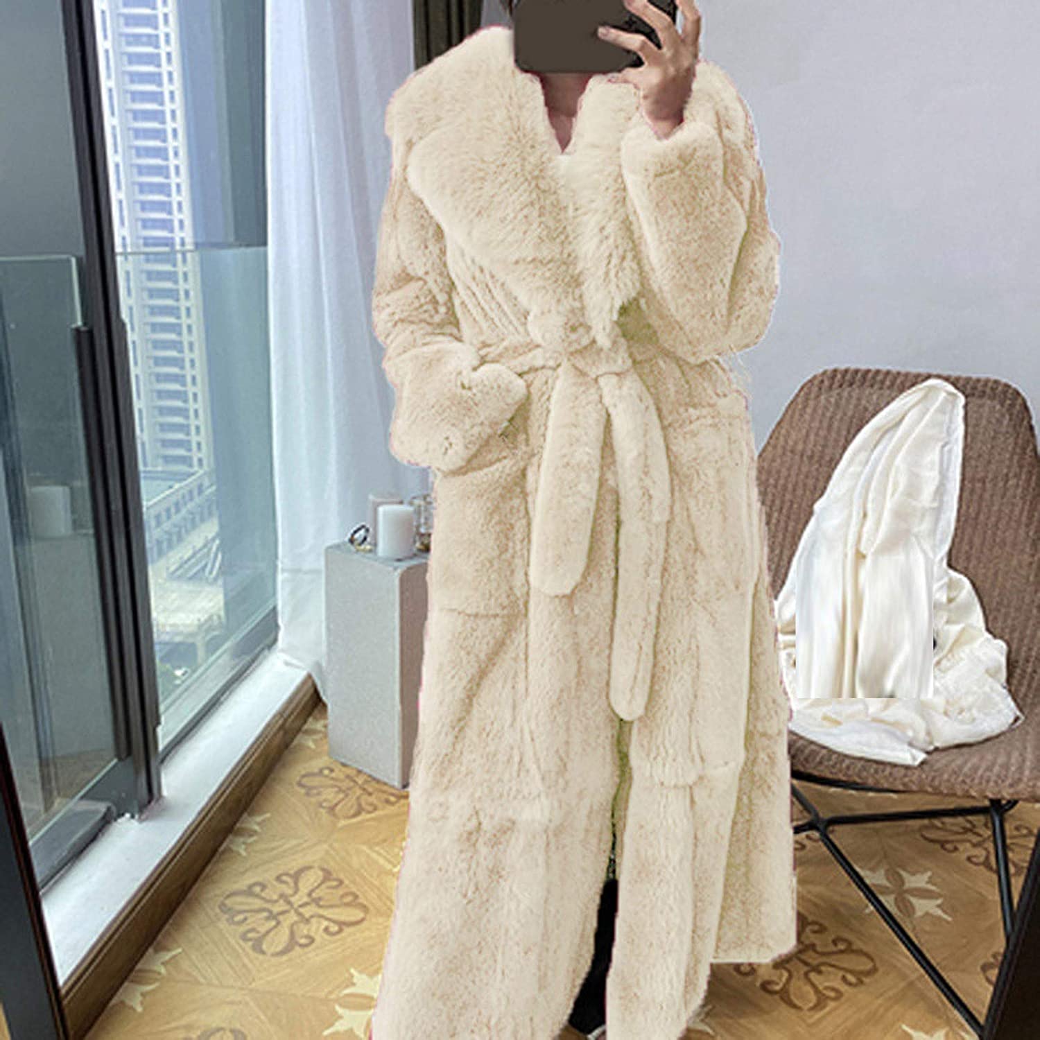 Dosoop Women Winter Warm Luxury Faux Furs Coat Outerwear Long Sleeve Faux Mink Faux Fur Plus Size Ho