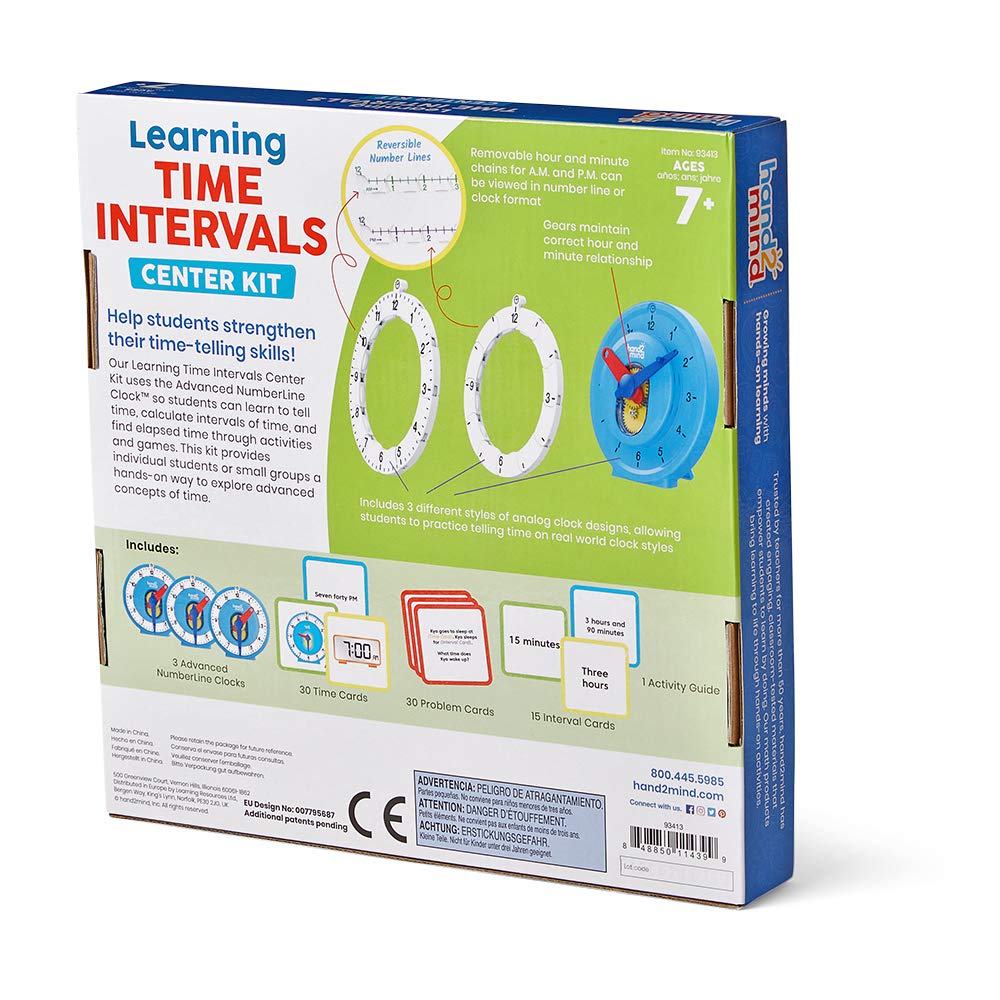 hand2mind Learning Intervals of Time Center, Advanced Numberline Learning Clock, Kids Clock Learning